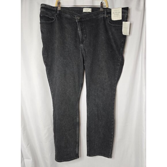 Abercrombie & Fitch Black Ultra High Rise The 90s Slim Straight Jeans 37/24R - Picture 1 of 11